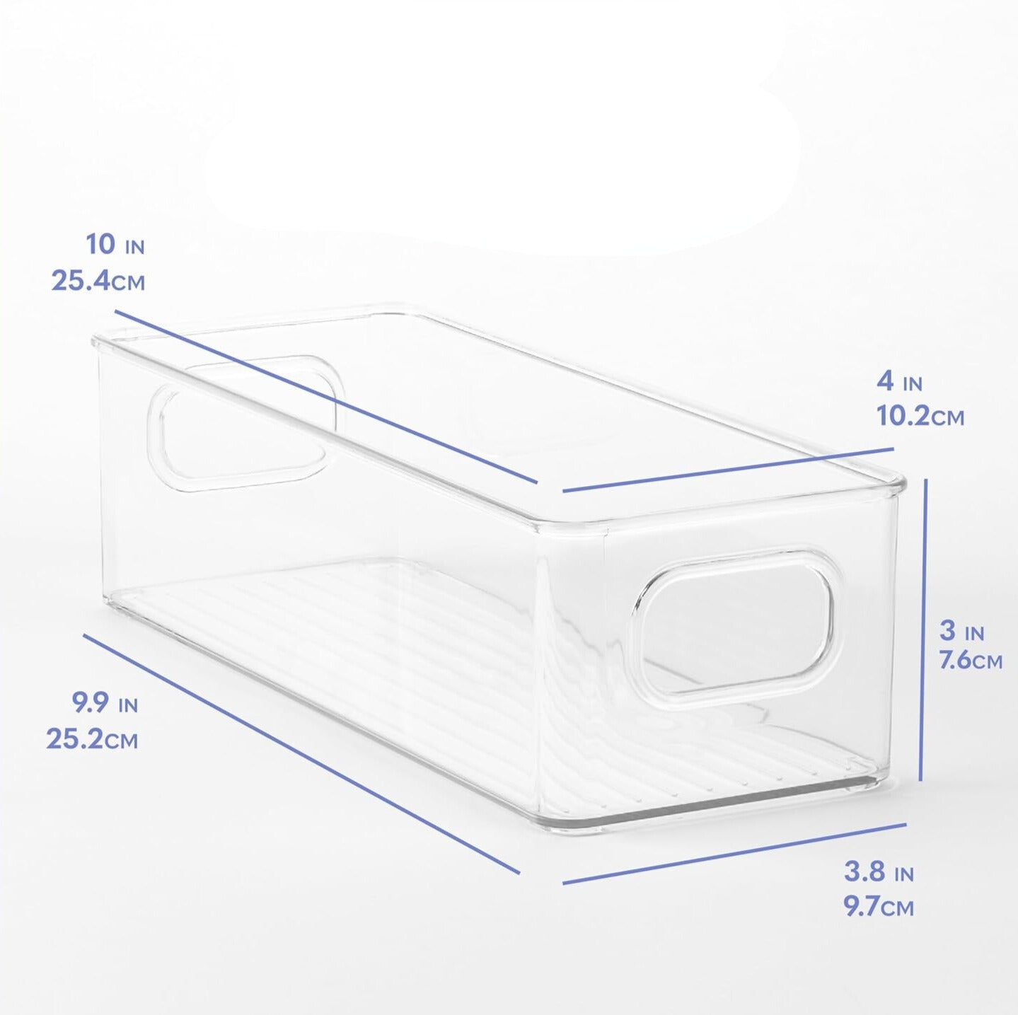 TOW Gripp. Clear Stackable Flat Kitchen Storage Bin – 25.4×10.2×7.6 cm (10×4×3″) - The Organizing Warehouse