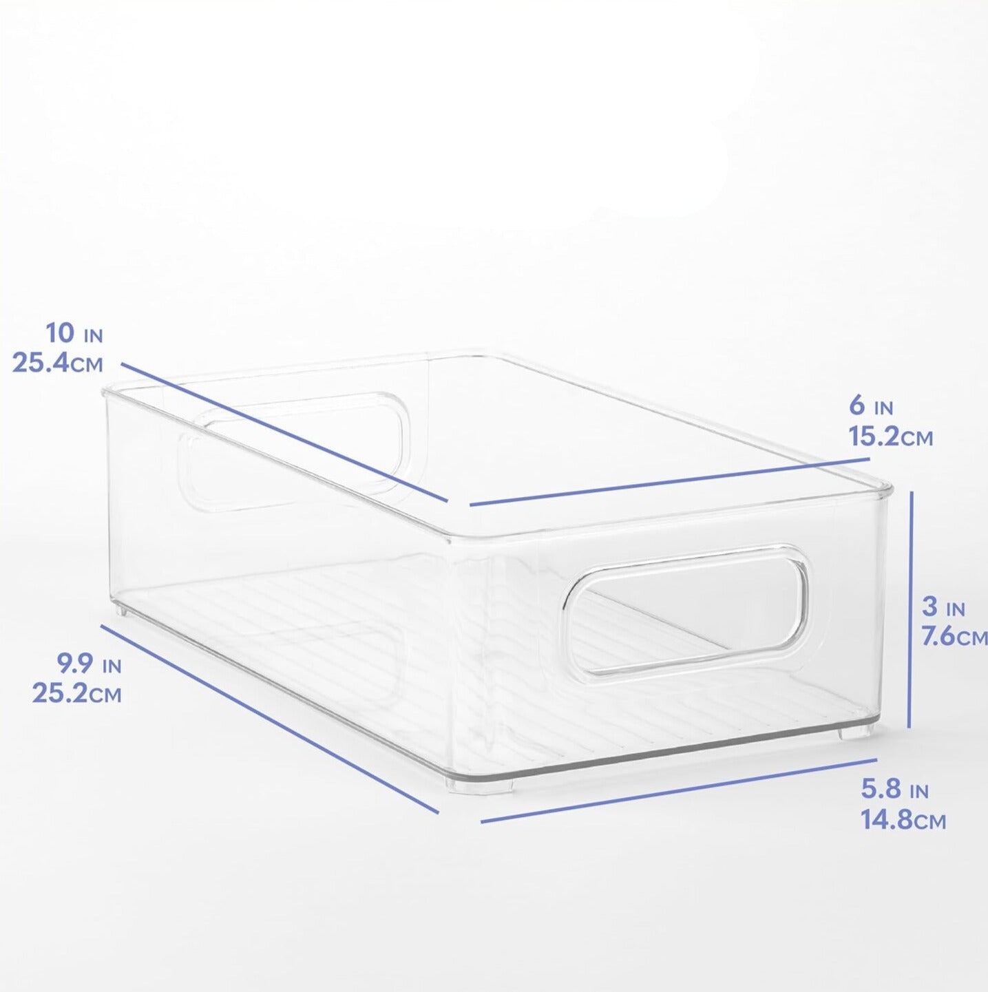 TOW Gripp. Clear Stackable Flat Kitchen Storage Bin – 25.4×15.2×7.6 cm (10×6×3″) - The Organizing Warehouse