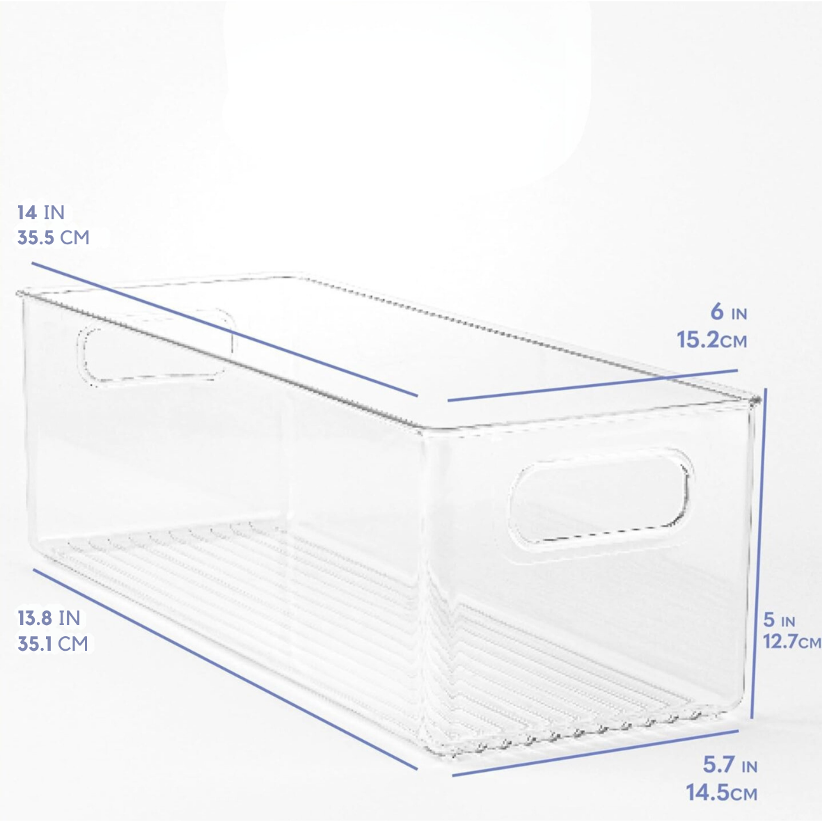 TOW Gripp. Clear Kitchen Storage Bin – 35.6×15.2×12.7 cm (14×6×5″)