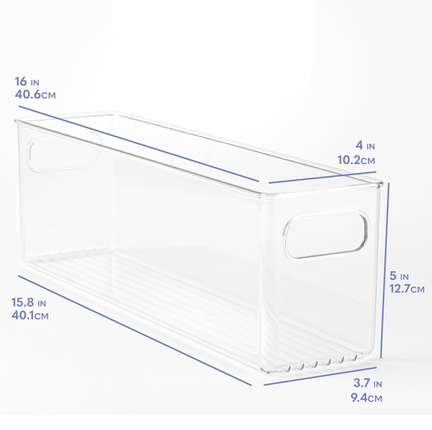 TOW Gripp. Clear Kitchen Storage Bin – 40.6×10.2×12.7 cm (16×4×5″) - The Organizing Warehouse