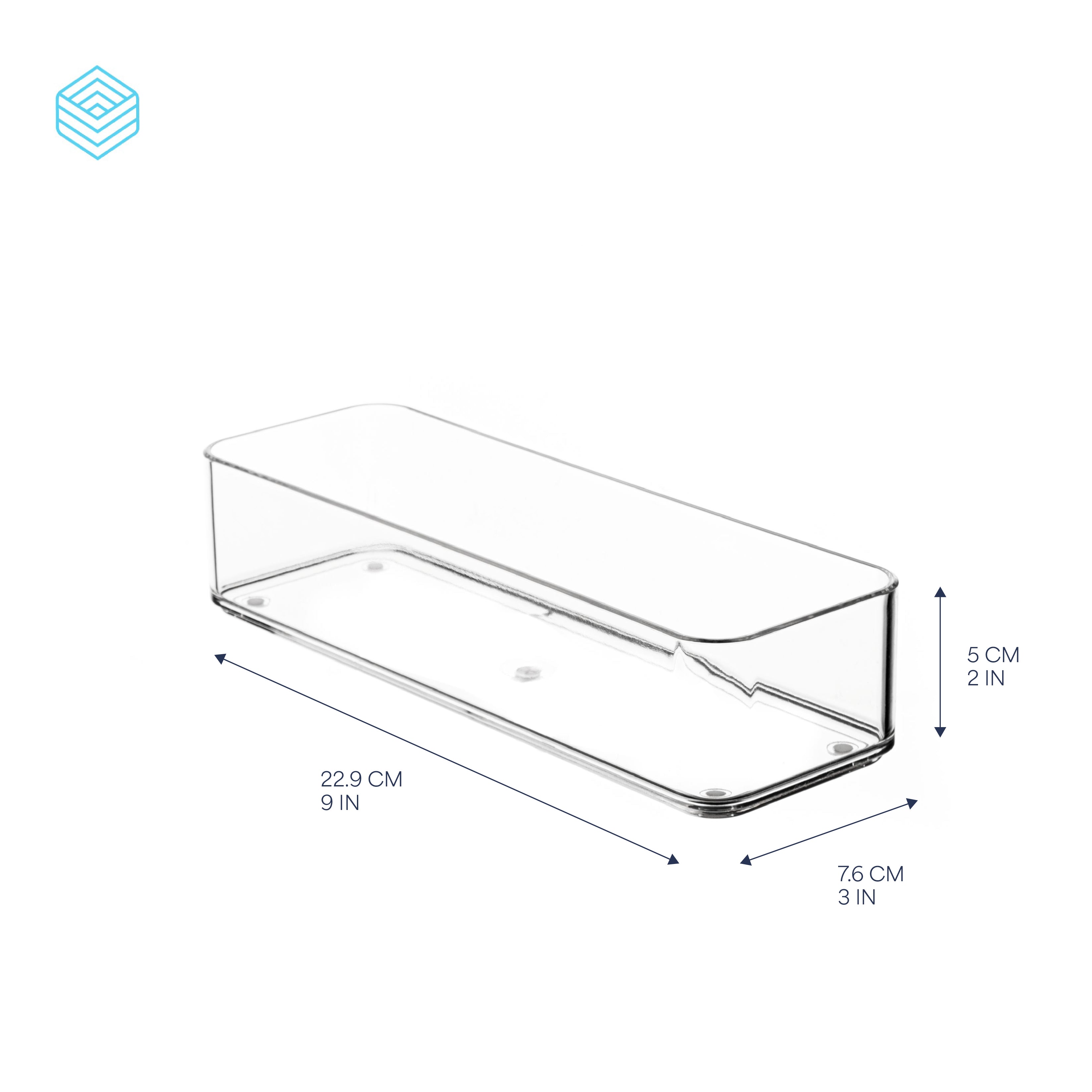 TOW Tainn. Clear Drawer Organiser Long Narrow – 22.9×7.6×5 cm (9×3×2″)
