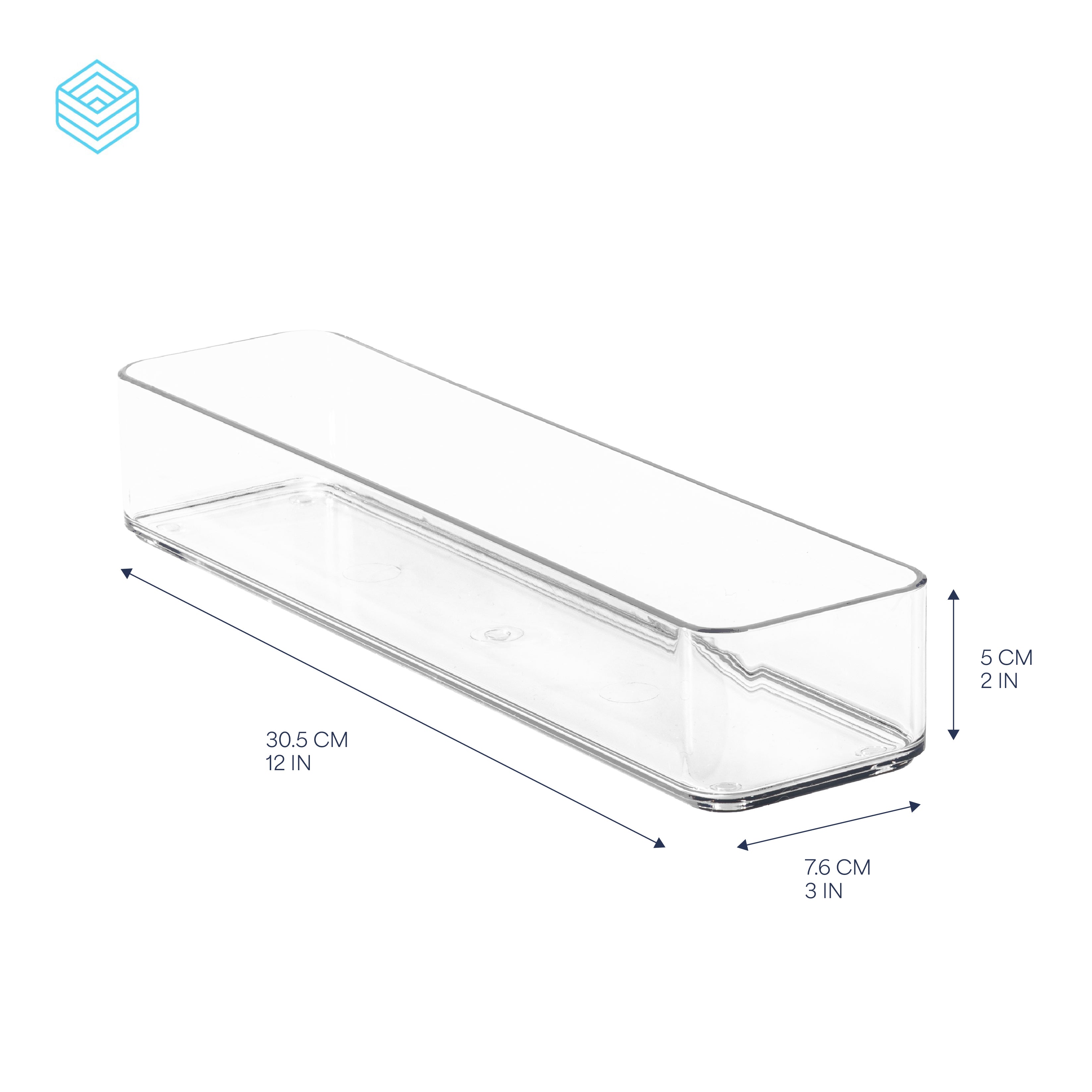 TOW Tainn. Clear Drawer Organiser Extra Long Narrow – 30.5×7.6×5 cm (12×3×2″)
