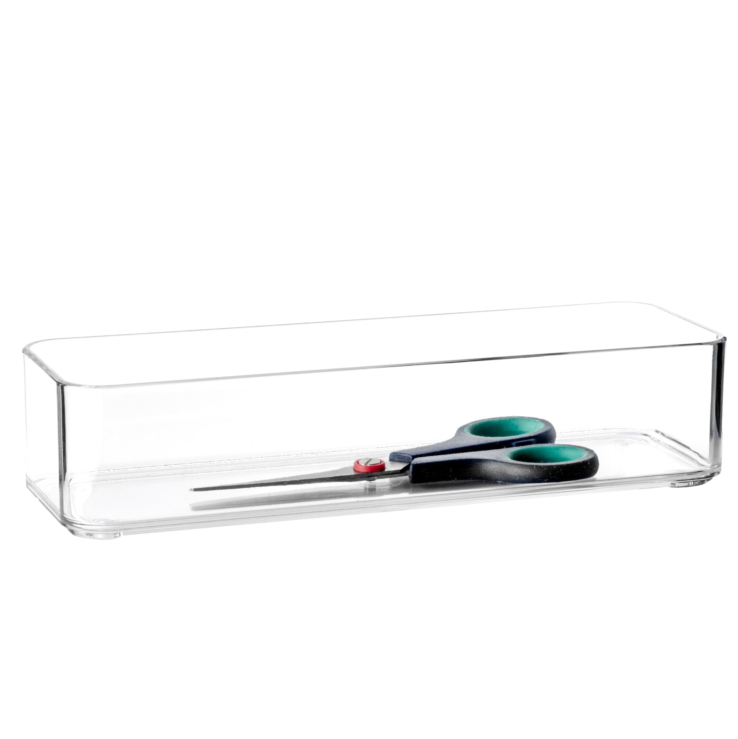 TOW Tainn. Clear Drawer Organiser Long Narrow – 22.9×7.6×5 cm (9×3×2″) - The Organizing Warehouse