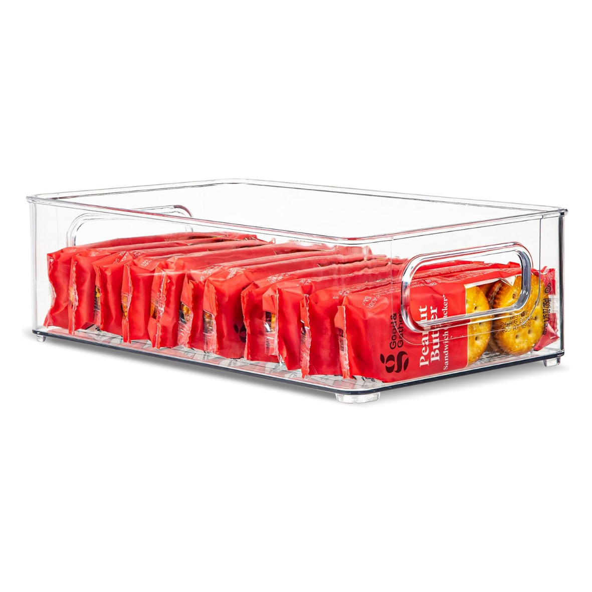 TOW Gripp. Clear Stackable Flat Kitchen Storage Bin – 25.4×15.2×7.6 cm (10×6×3″)