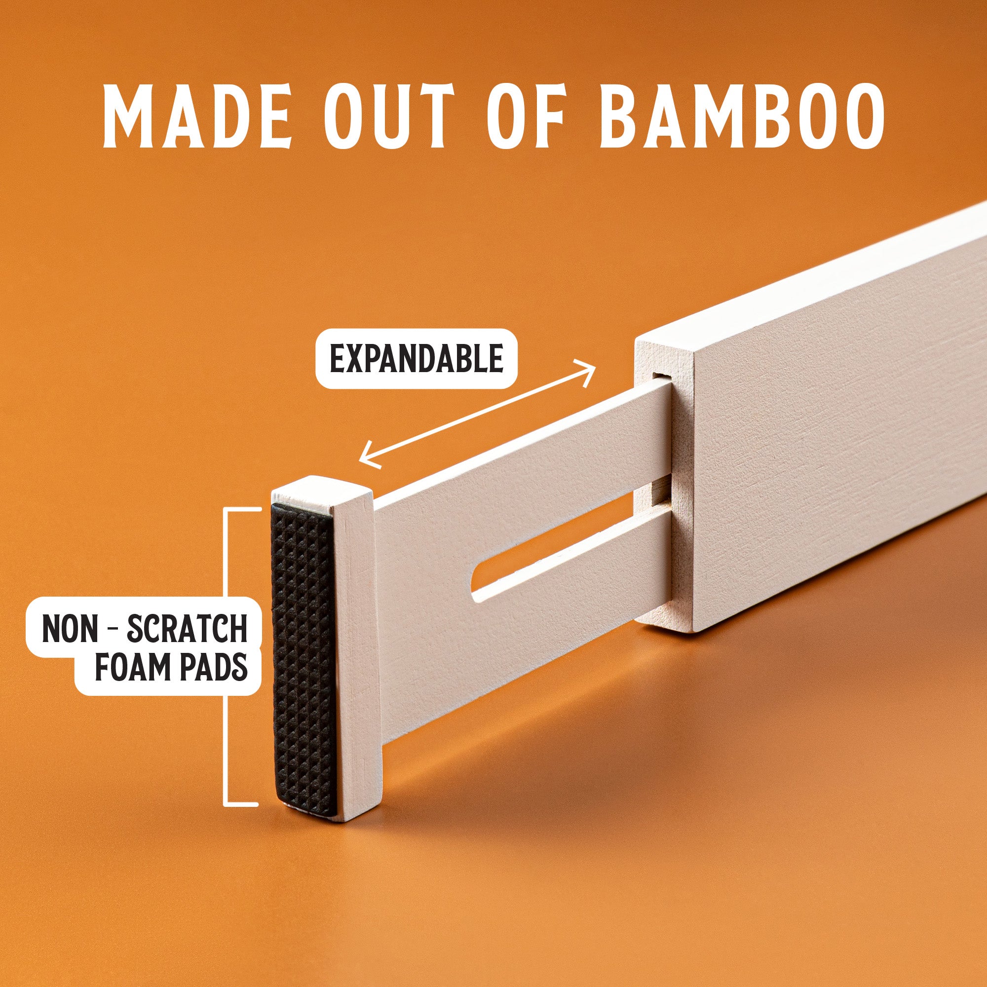 TOW Sortt. White Bamboo Drawer Dividers – Short (33–43 cm), Shallow – 4 Pack - The Organizing Warehouse