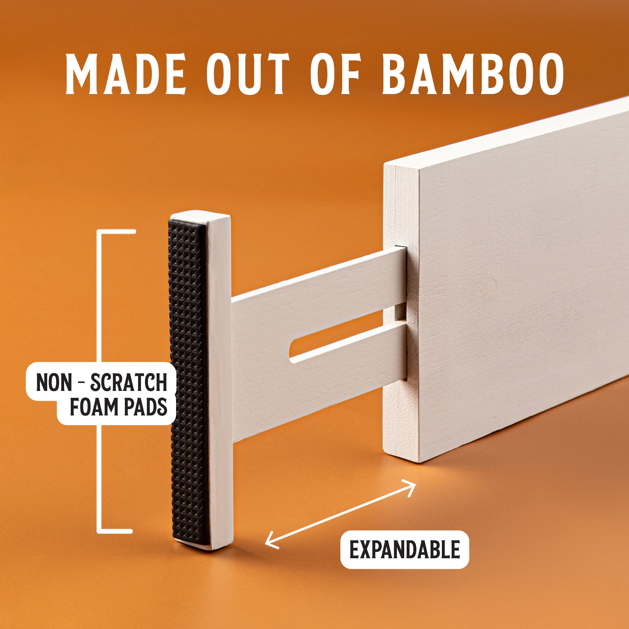 TOW Sortt. White Bamboo Drawer Dividers – Short (33–43 cm), Deep – 4 Pack - The Organizing Warehouse