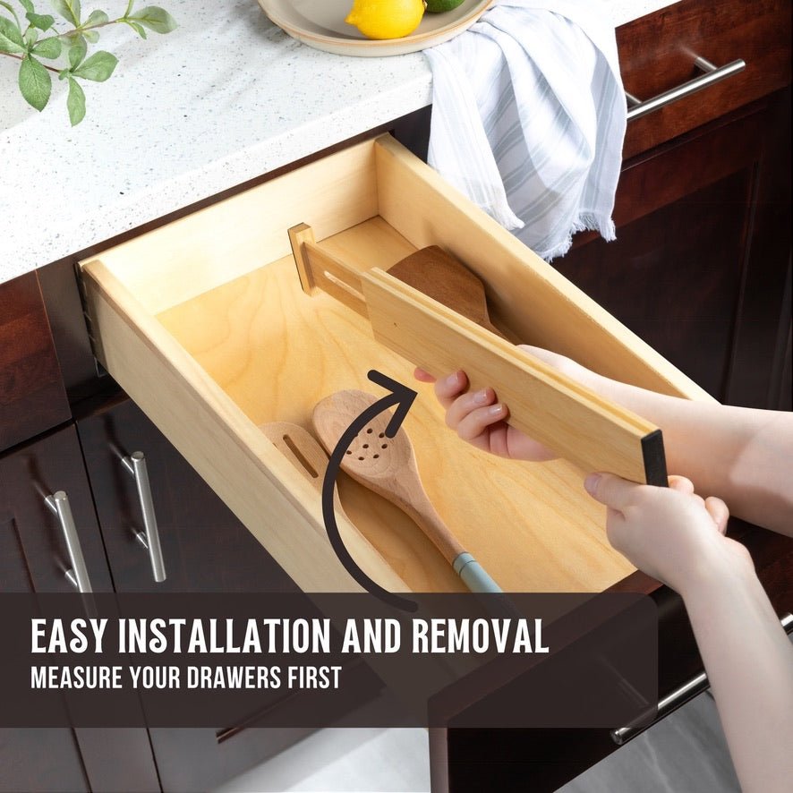 TOW Sortt. White Bamboo Drawer Dividers – Short (33–43 cm), Shallow – 4 Pack - The Organizing Warehouse