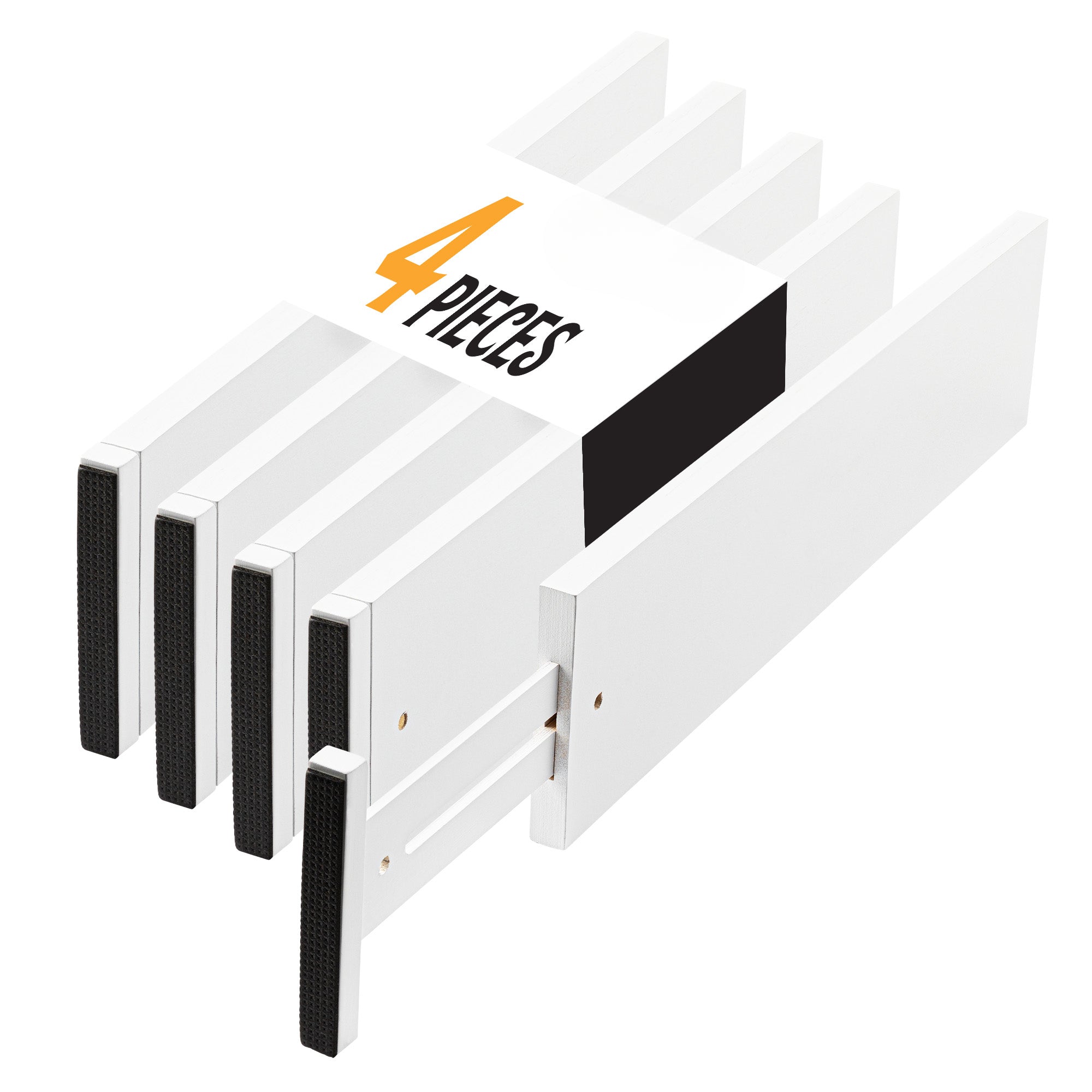 TOW Sortt. White Bamboo Drawer Dividers – Short (33–43 cm), Deep – 4 Pack - The Organizing Warehouse