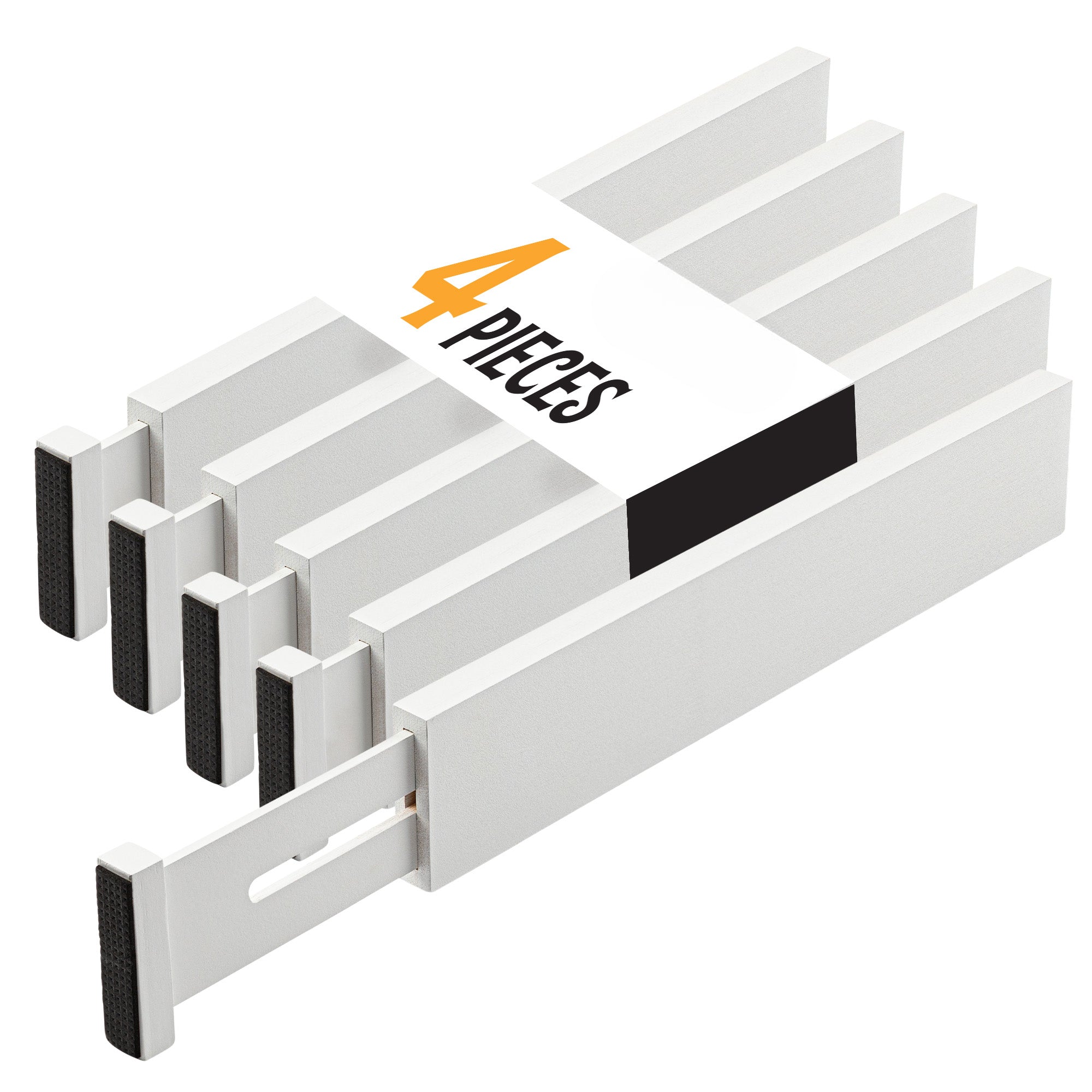 TOW Sortt. White Bamboo Drawer Dividers – Short (33–43 cm), Shallow – 4 Pack - The Organizing Warehouse