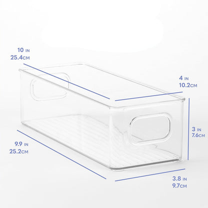 TOW Gripp. Clear Stackable Flat Kitchen Storage Bin – 25.4×10.2×7.6 cm (10×4×3″) - The Organizing Warehouse