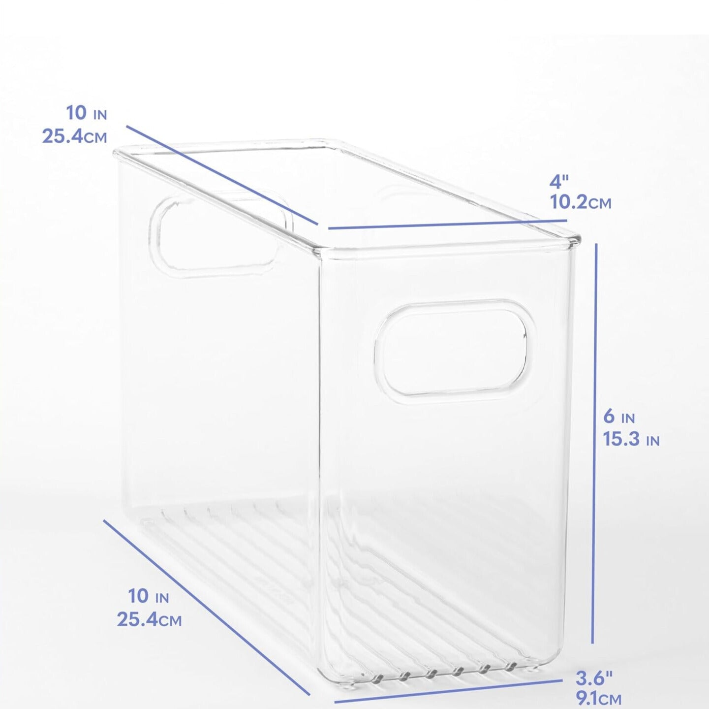 TOW Gripp. Clear Tall Kitchen Storage Bin – 25.4×10.2×15.2 cm (10×4×6″) - The Organizing Warehouse