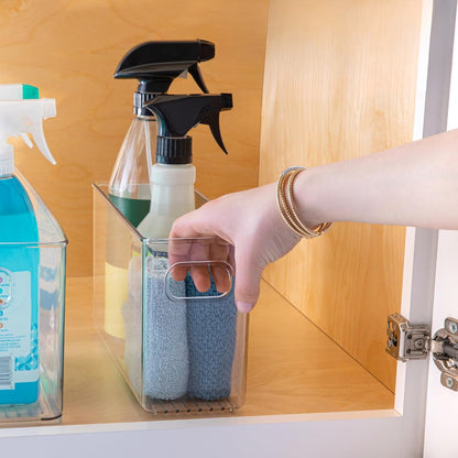 TOW Gripp. Clear Tall Kitchen Storage Bin – 25.4×10.2×15.2 cm (10×4×6″) - The Organizing Warehouse