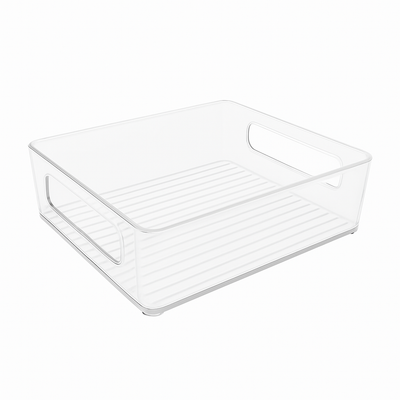 TOW Gripp. Clear Stackable Flat Kitchen Storage Bin – 25.4×20.3×7.6 cm (10×8×3″) - The Organizing Warehouse