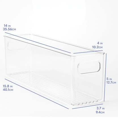 TOW Gripp. Clear Kitchen Storage Bin – 35.6×10.2×12.7 cm (14×4×5″) - The Organizing Warehouse