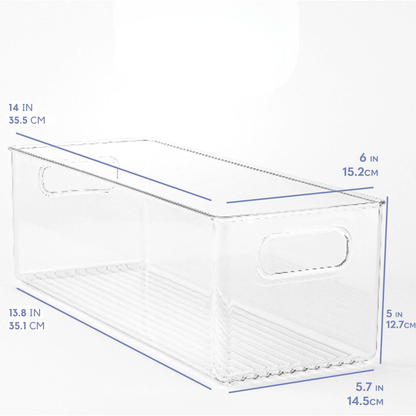 TOW Gripp. Clear Kitchen Storage Bin – 35.6×15.2×12.7 cm (14×6×5″)