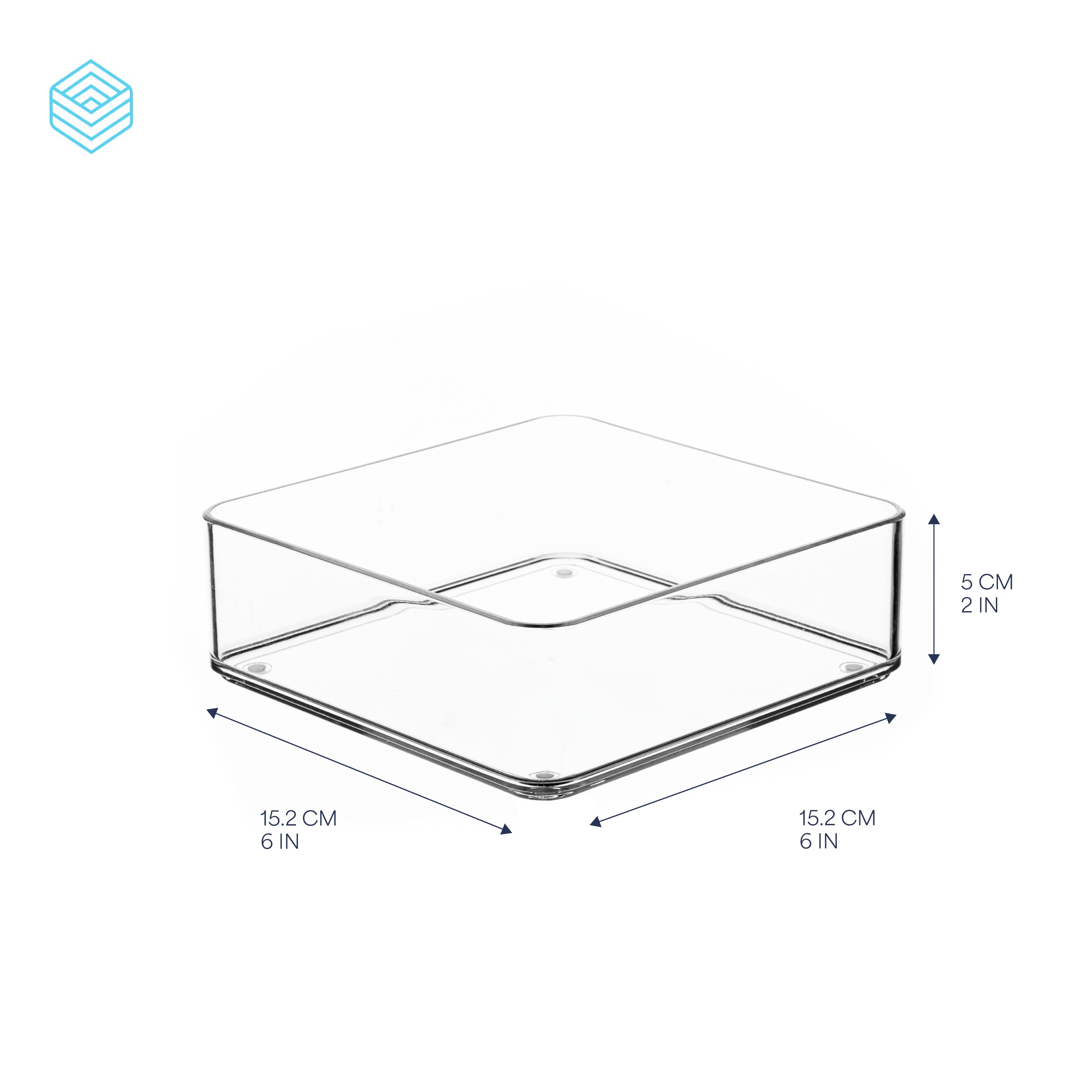 TOW Tainn. Clear Drawer Organiser Square – 15.2×15.2×5 cm (6×6×2″)