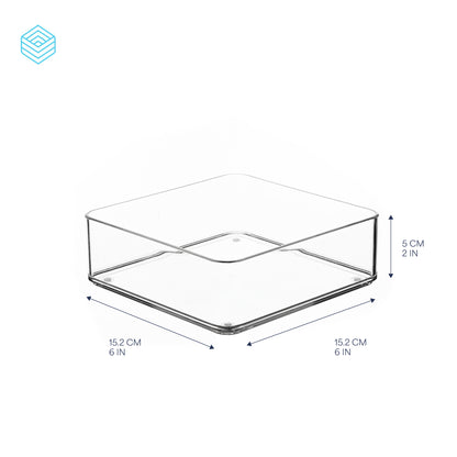 TOW Tainn. Clear Drawer Organiser Square – 15.2×15.2×5 cm (6×6×2″)