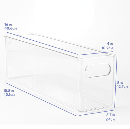 TOW Gripp. Clear Kitchen Storage Bin – 40.6×10.2×12.7 cm (16×4×5″) - The Organizing Warehouse