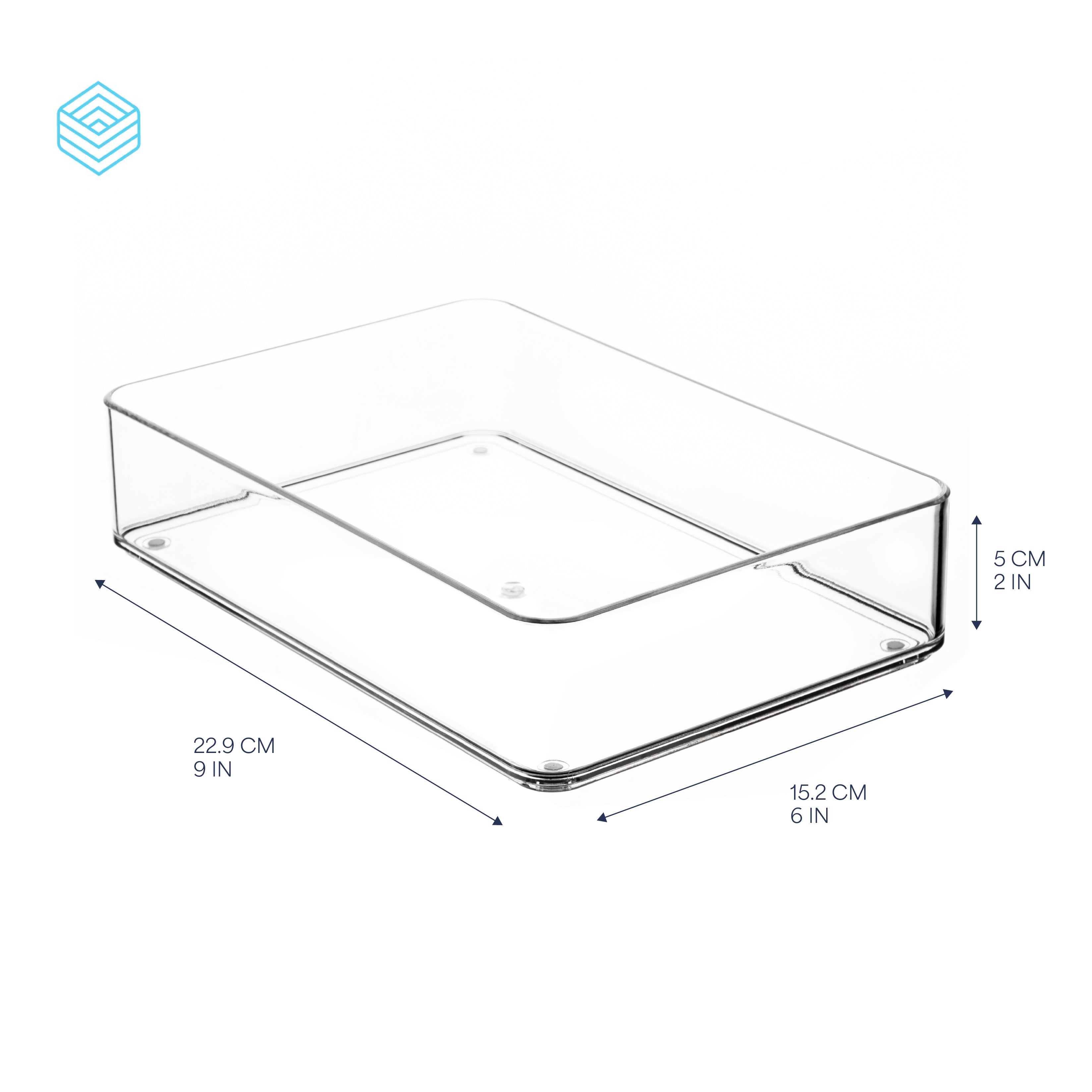 TOW Tainn. Clear Drawer Organiser Medium Rectangle – 22.9×15.2×5 cm (9×6×2″)