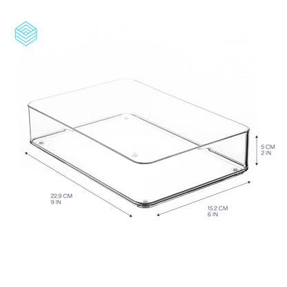 TOW Tainn. Clear Drawer Organiser Medium Rectangle – 22.9×15.2×5 cm (9×6×2″)