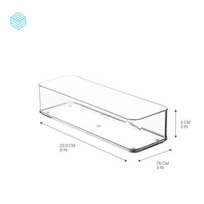 TOW Tainn. Clear Drawer Organiser Long Narrow – 22.9×7.6×5 cm (9×3×2″)