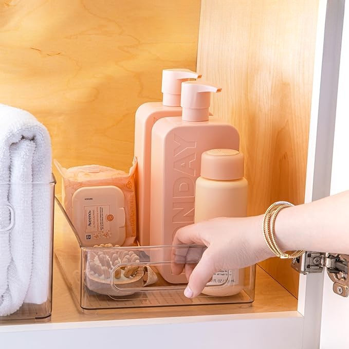 TOW Gripp. Clear Stackable Flat Kitchen Storage Bin – 25.4×20.3×7.6 cm (10×8×3″) - The Organizing Warehouse