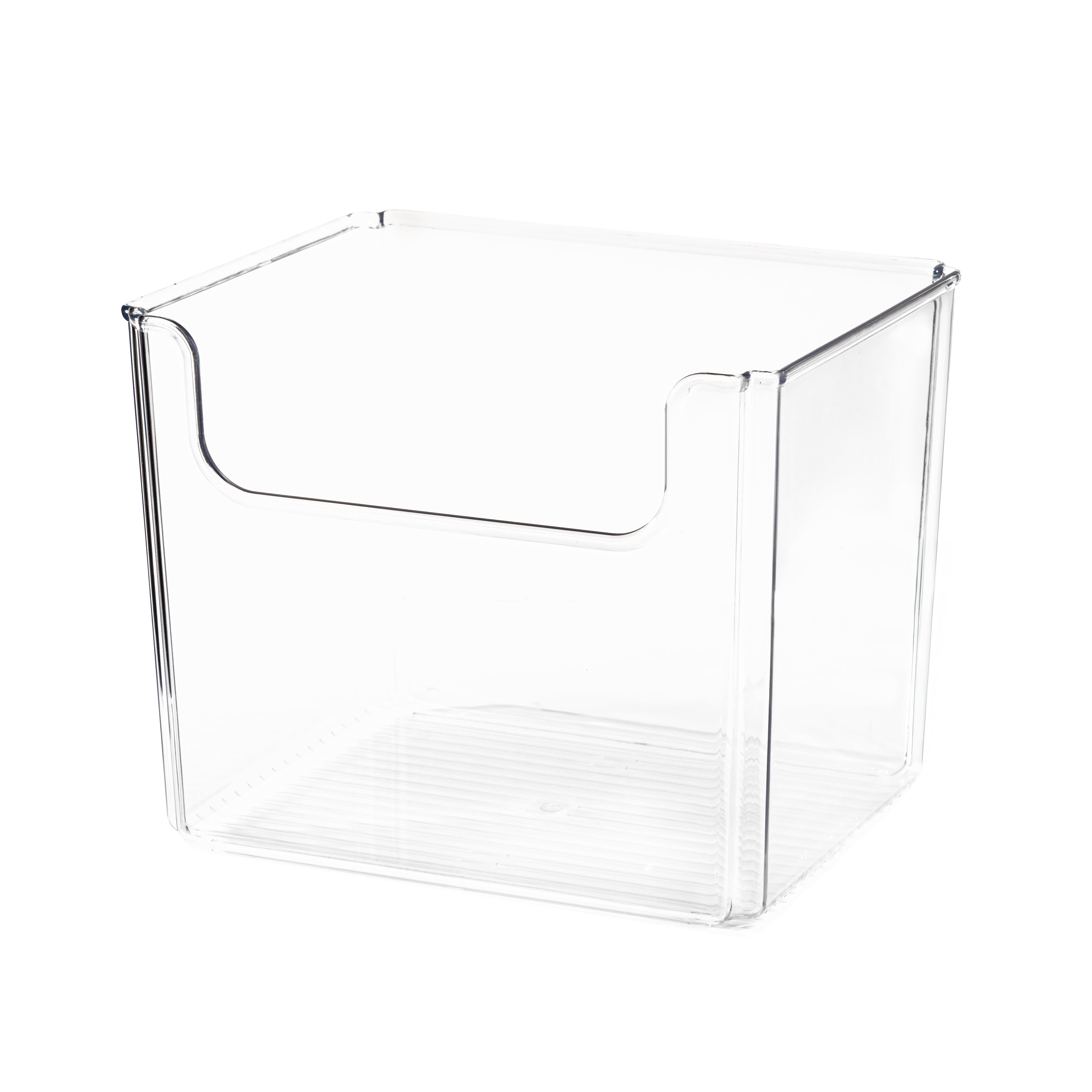 TOW Dipp. Clear Open-Front Storage Bin Small – 25.4×20.3×20.3 cm (10×8×8″) - The Organizing Warehouse