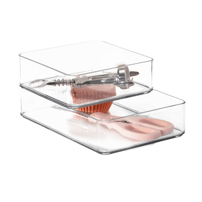 TOW Tainn. Clear Drawer Organiser Medium Rectangle – 22.9×15.2×5 cm (9×6×2″) - The Organizing Warehouse