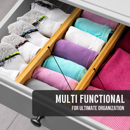 TOW Sortt. Natural Bamboo Drawer Dividers – Short (33–43 cm), Shallow – 4 Pack - The Organizing Warehouse