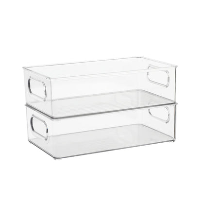 TOW Gripp. Clear Stackable Flat Kitchen Storage Bin – 25.4×15.2×7.6 cm (10×6×3″) - The Organizing Warehouse