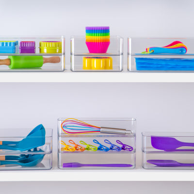 TOW Tainn. Clear Drawer Organiser Square – 15.2×15.2×5 cm (6×6×2″) - The Organizing Warehouse