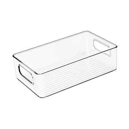 TOW Gripp. Clear Stackable Flat Kitchen Storage Bin – 25.4×15.2×7.6 cm (10×6×3″) - The Organizing Warehouse