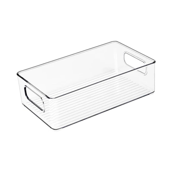 TOW Gripp. Clear Stackable Flat Kitchen Storage Bin – 25.4×15.2×7.6 cm (10×6×3″) - The Organizing Warehouse