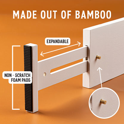 TOW Sortt. White Bamboo Drawer Dividers – Long (43–53 cm), Deep – 4 Pack - The Organizing Warehouse