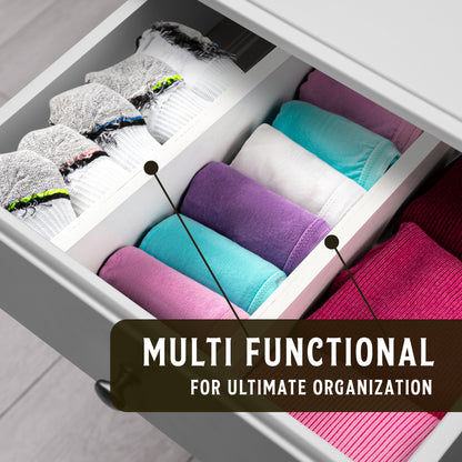 TOW Sortt. White Bamboo Drawer Dividers – Long (43–53 cm), Deep – 4 Pack - The Organizing Warehouse