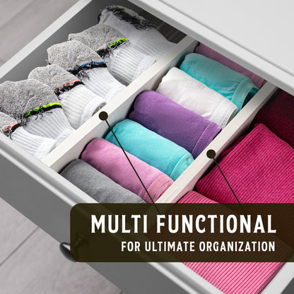 TOW Sortt. White Bamboo Drawer Dividers – Short (33–43 cm), Shallow – 4 Pack - The Organizing Warehouse