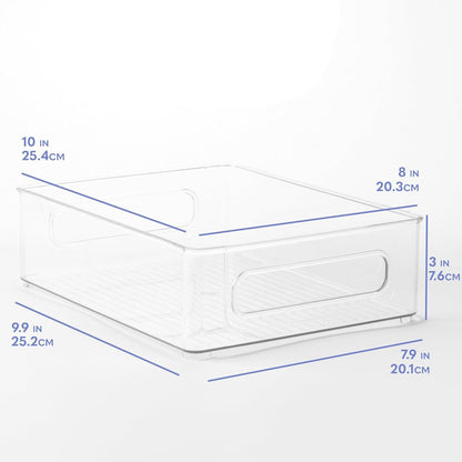 TOW Gripp. Clear Stackable Flat Kitchen Storage Bin – 25.4×20.3×7.6 cm (10×8×3″) - The Organizing Warehouse