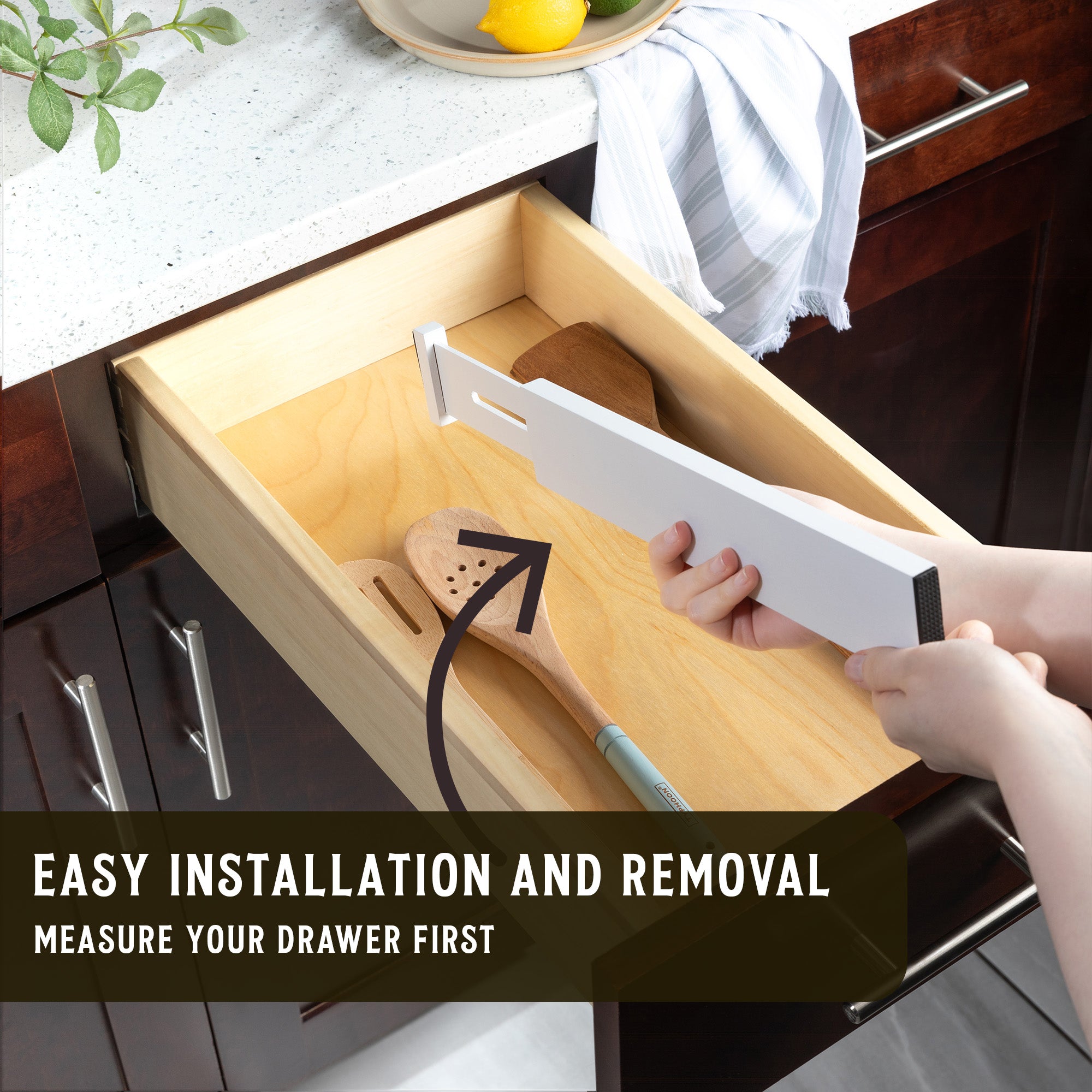 TOW Sortt. White Bamboo Drawer Dividers – Short (33–43 cm), Shallow – 4 Pack - The Organizing Warehouse