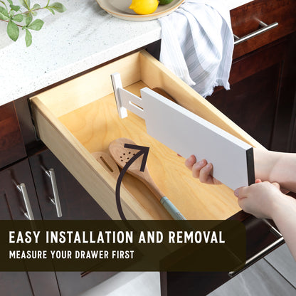 TOW Sortt. White Bamboo Drawer Dividers – Short (33–43 cm), Deep – 4 Pack - The Organizing Warehouse