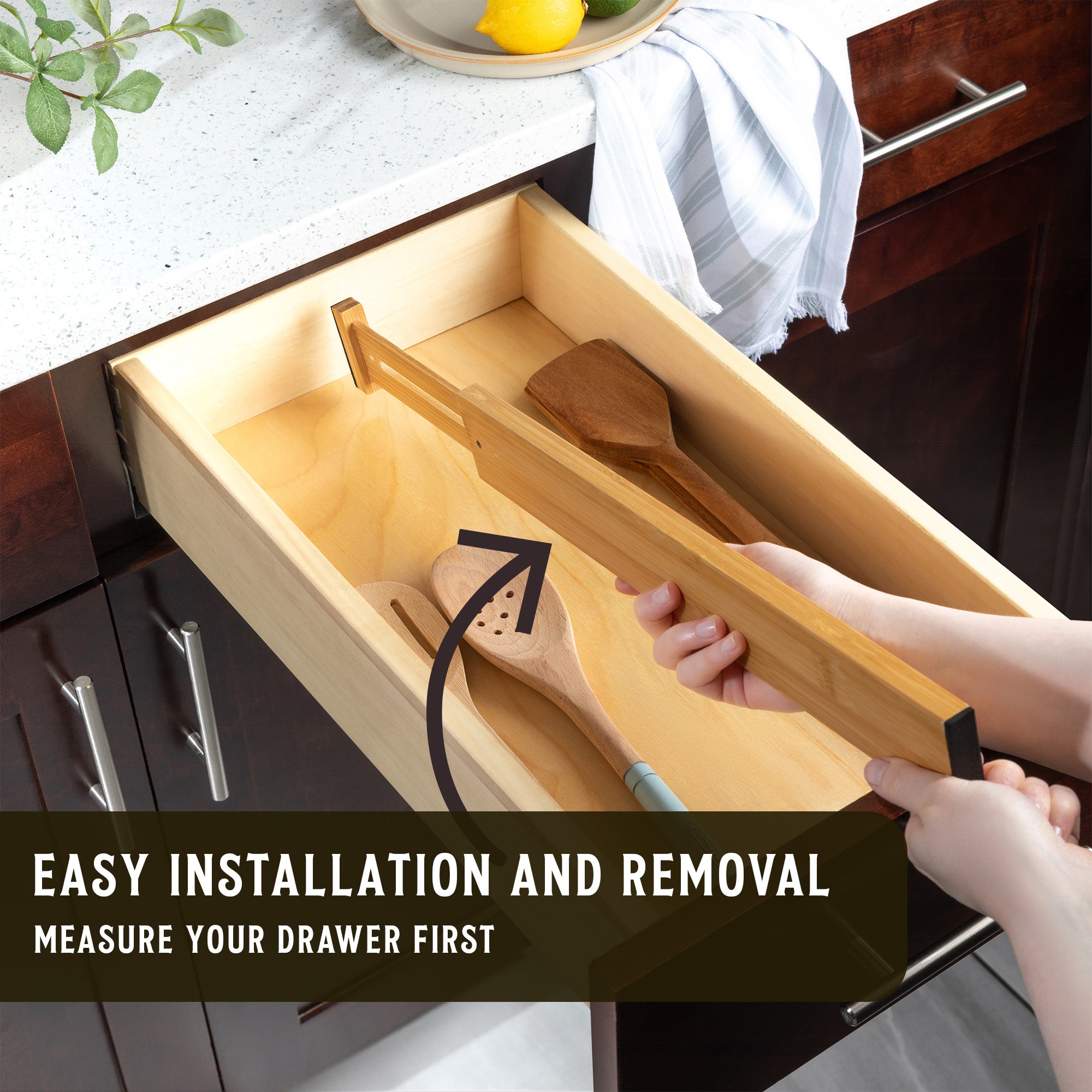 TOW Sortt. Natural Bamboo Drawer Dividers – Long (43–53 cm), Shallow – 4 Pack - The Organizing Warehouse