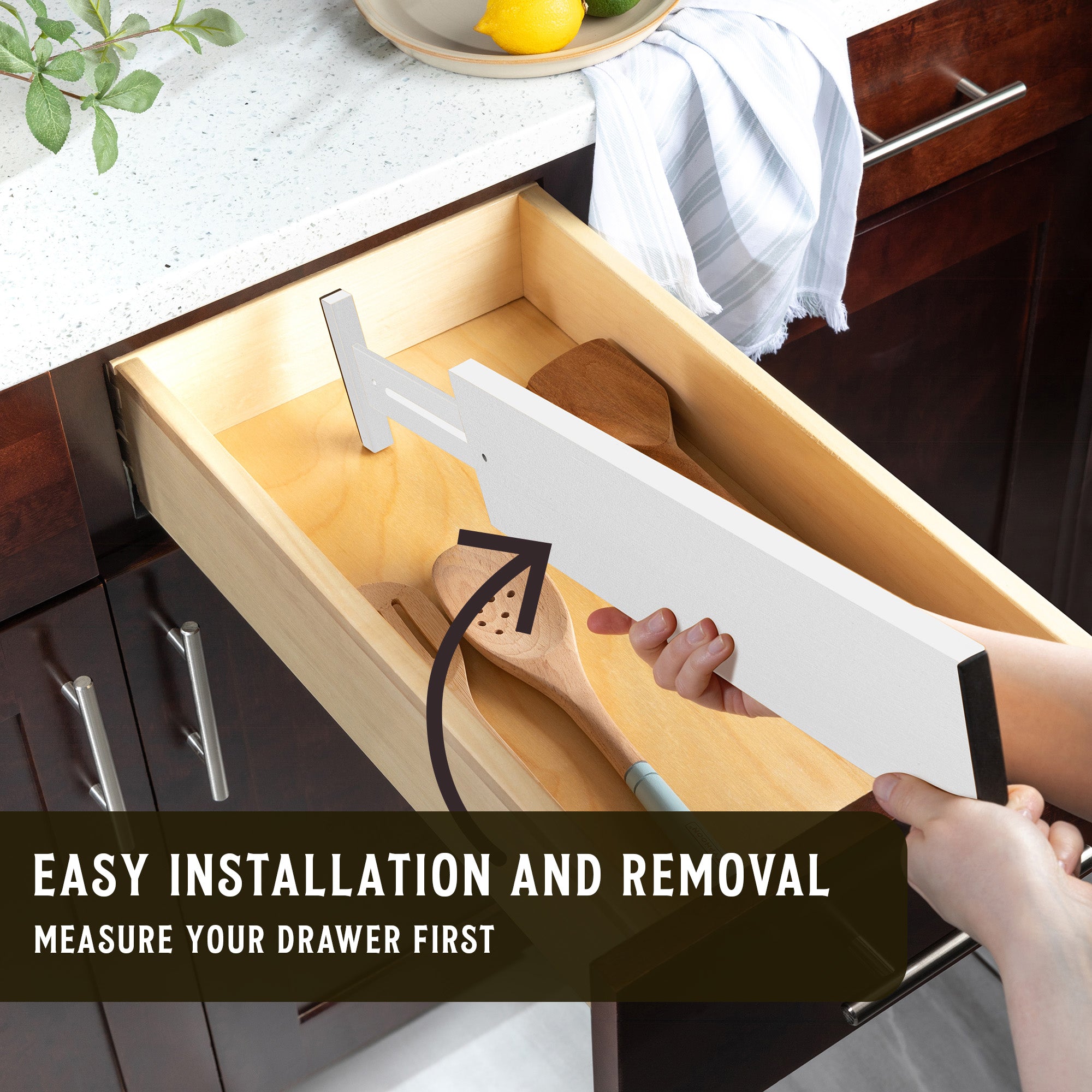 TOW Sortt. White Bamboo Drawer Dividers – Long (43–53 cm), Deep – 4 Pack - The Organizing Warehouse