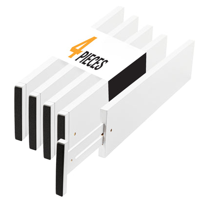 TOW Sortt. White Bamboo Drawer Dividers – Long (43–53 cm), Deep – 4 Pack - The Organizing Warehouse