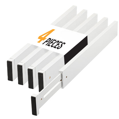 TOW Sortt. White Bamboo Drawer Dividers – Long (43–53 cm), Shallow – 4 Pack - The Organizing Warehouse