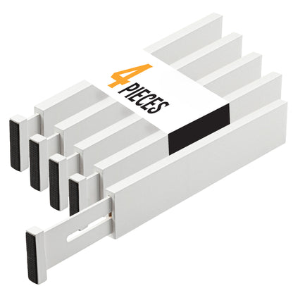 TOW Sortt. White Bamboo Drawer Dividers – Short (33–43 cm), Shallow – 4 Pack - The Organizing Warehouse